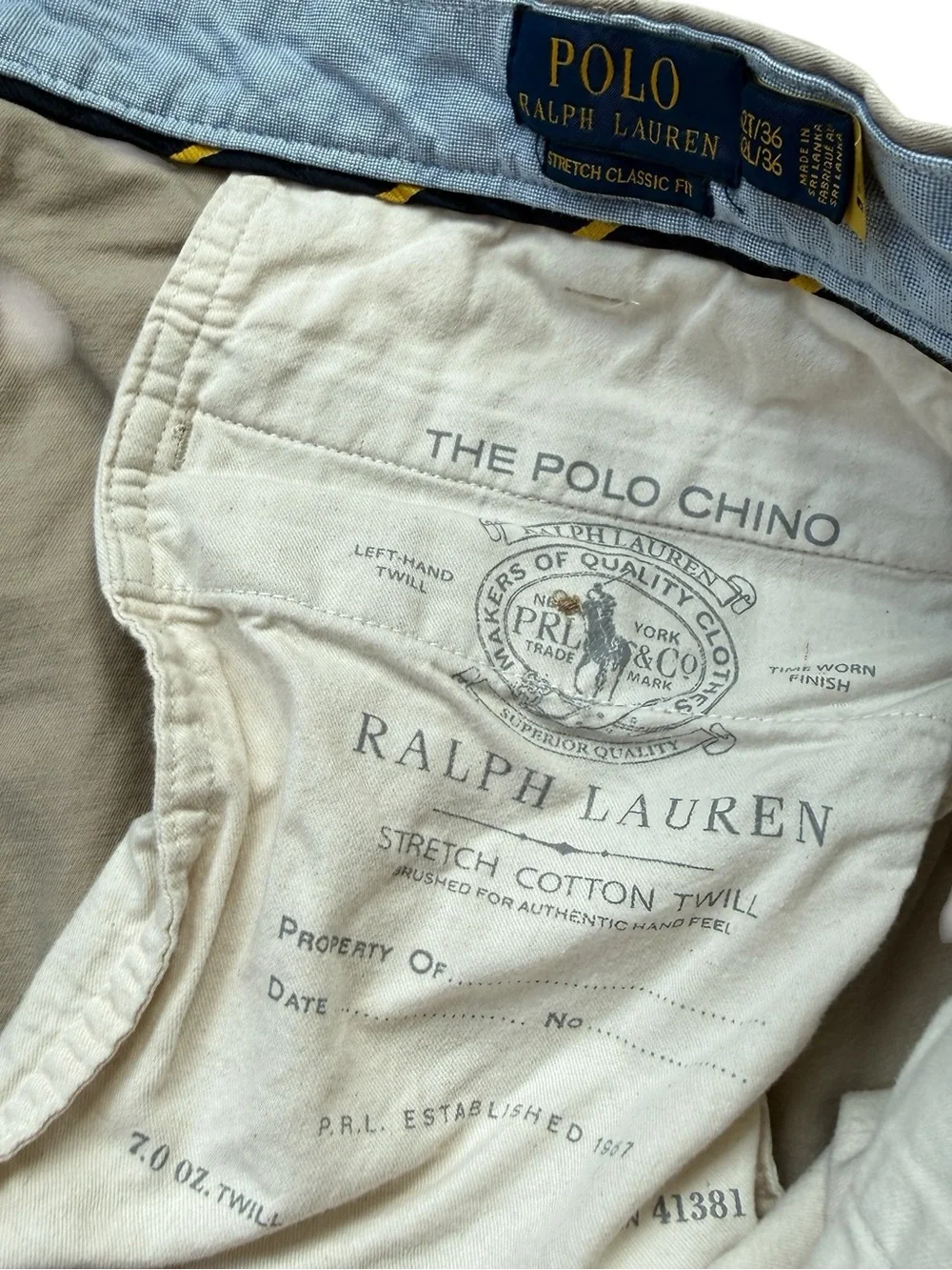 Polo Ralph Lauren Stretch Classic Fit Chino Pants Khaki Tan Men’s 42x29 Cuffed